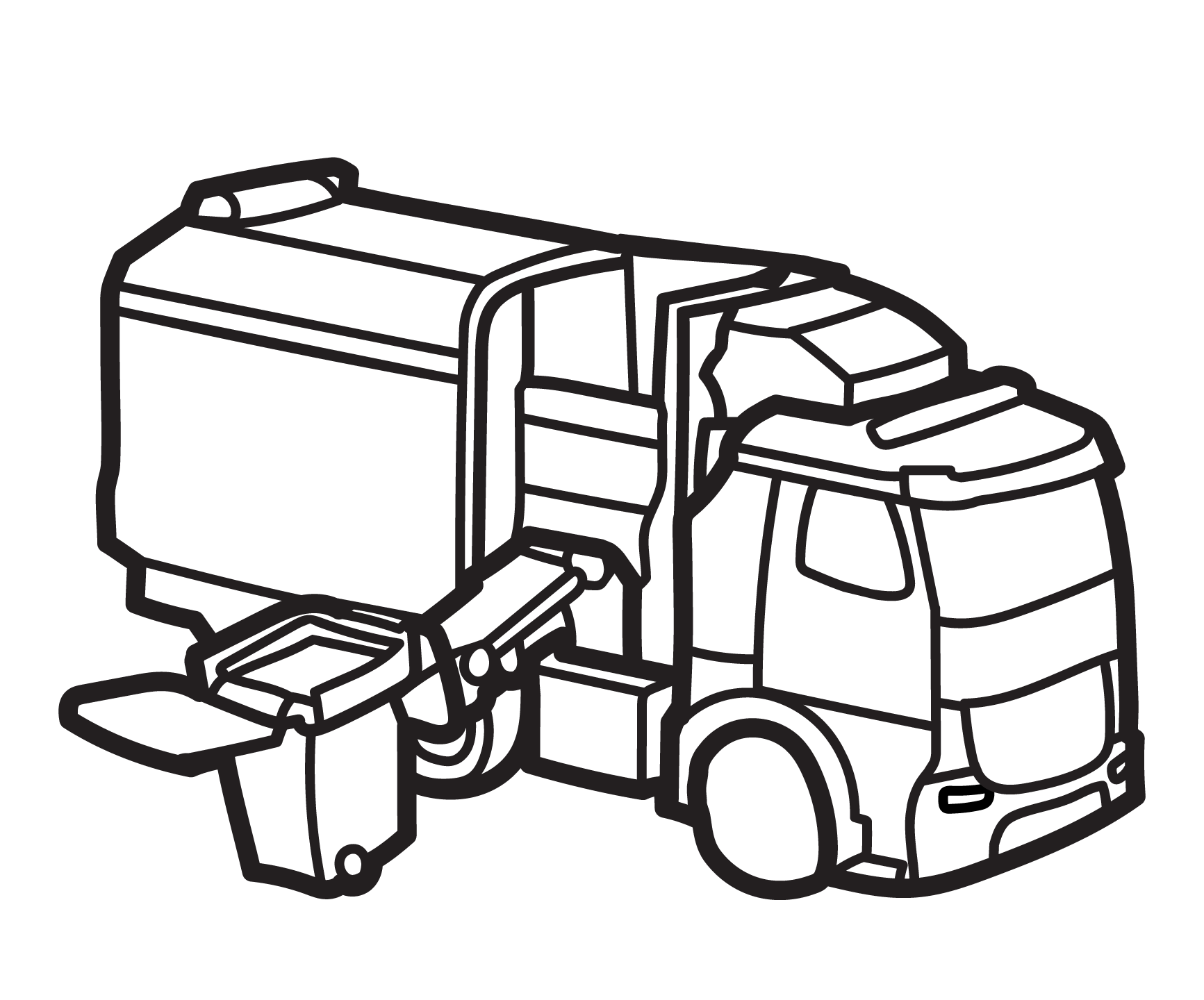 Garbage truck with roll cart icon
